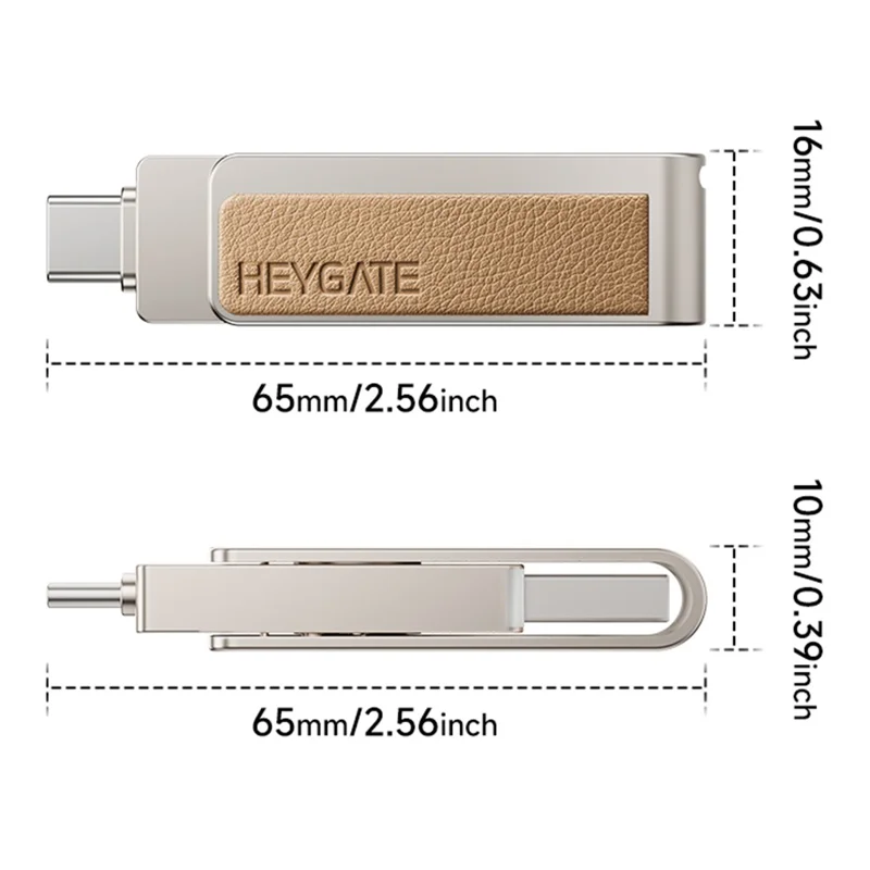 HEYGATE L2 64GB Pen Drive 2-em-1 USB 3.0 com Dupla Interface USB-A Type-C, 100 MB/s, Memória Rápida, U Disk para Telemóvel, PC, Portátil