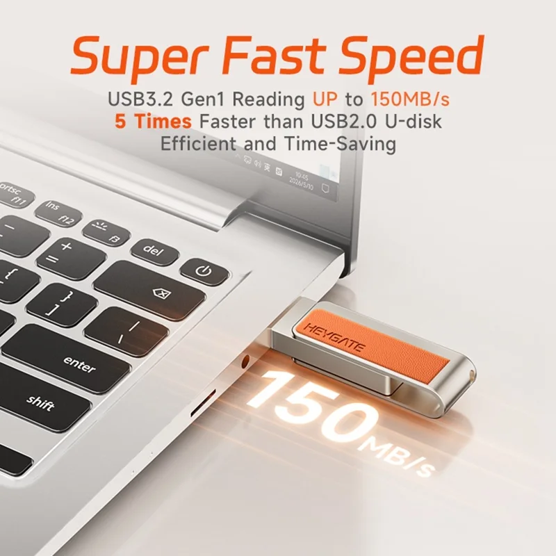 HEYGATE U1 32GB Pen Drive USB 3.2 150 MB/s Alta Velocidade Design Metálico Rotativo Memory Stick U Disk para PC Impressora Projetor