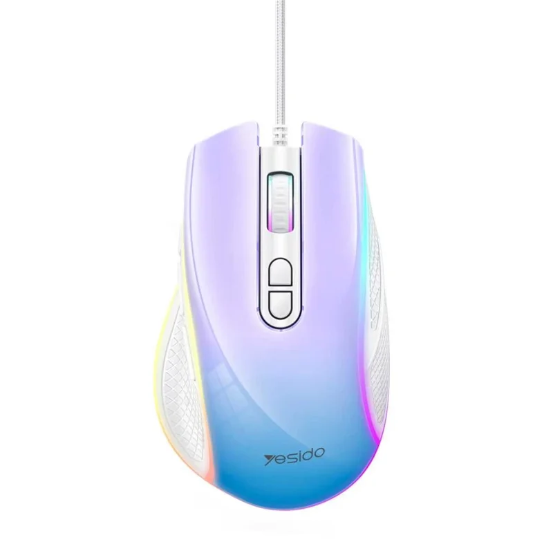 YESIDO KB51 RGB Gradient Wired Gaming Mouse 8 Buttons 7200 DPI Optical Sensor Mouse for PC Gaming - Purple Blue