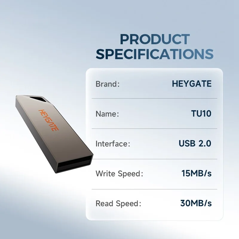 HEYGATE TU10 128GB USB Flash Drive Mini Pendrive Aluminum Alloy USB 2.0 Memory Stick Plug and Play