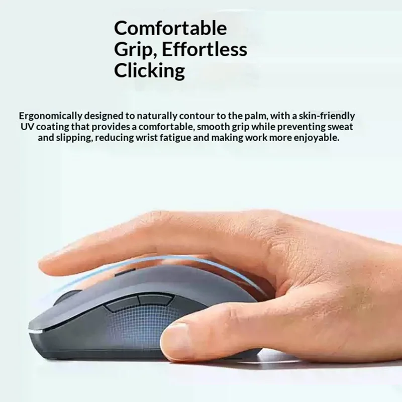 UGREEN MU002 Ergonomic Wireless Mouse Bluetooth-compatible 2.4GHz Dual Mode Silent Click - Grey