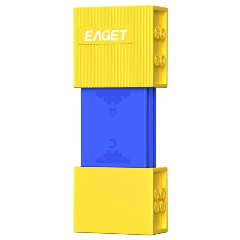 EAGET CF50 128GB Dual-Port Flash Drive Sliding Design USB 3.2 Type-A + Type-C High Speed Memory Stick - Blue+Yellow