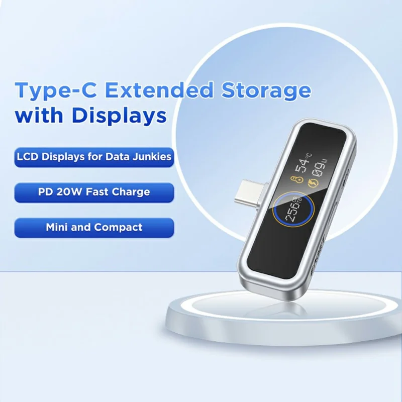 EAGET I30PRO 256GB Type-C Plug Flash Drive LCD Display Memory Stick PD 20W Fast Charging