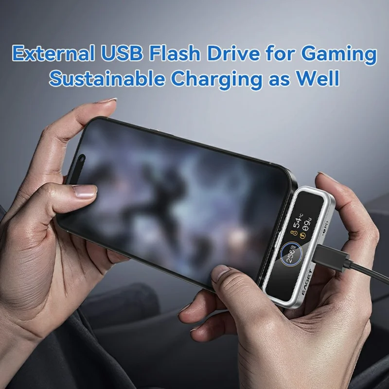 EAGET I30PRO 256GB Type-C Plug Flash Drive LCD Display Memory Stick PD 20W Fast Charging