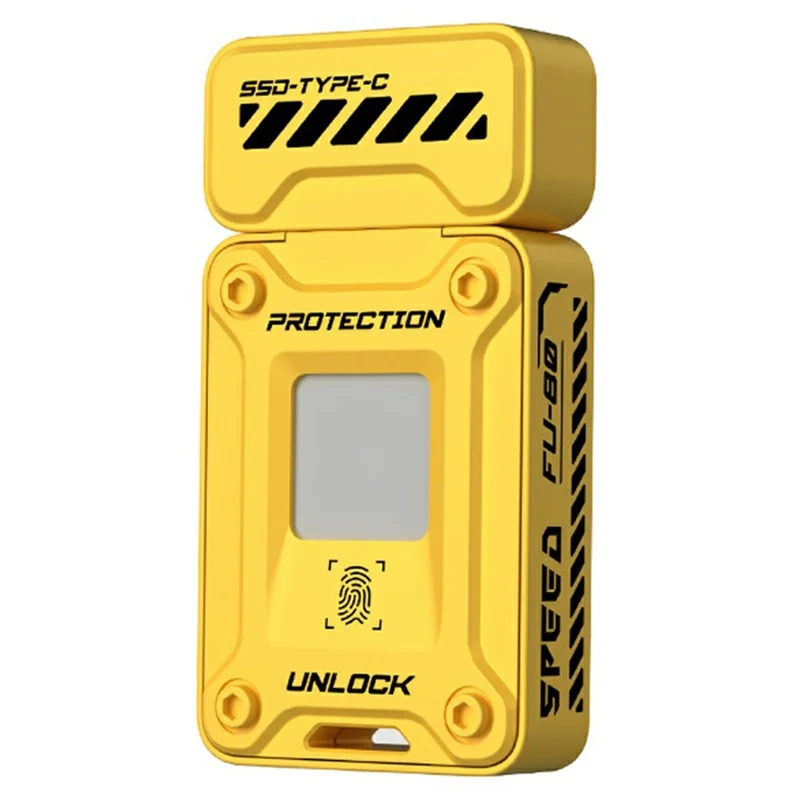 EAGET FU80 128GB Type-C Flash Drive Zinc Alloy Fingerprint Encryption 256-bit AES Portable U Disk - Yellow