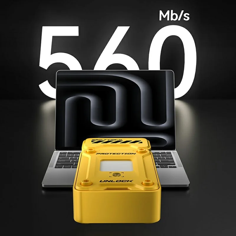 EAGET FU80 128GB Type-C Flash Drive Zinc Alloy Fingerprint Encryption 256-bit AES Portable U Disk - Yellow