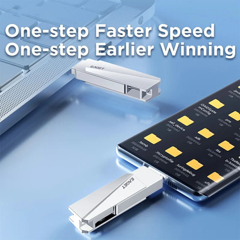 EAGET SU60 Chiavetta USB 256GB con Doppia Interfaccia USB3.2 + Type-C, in Lega di Zinco con Rotazione a 360 Gradi
