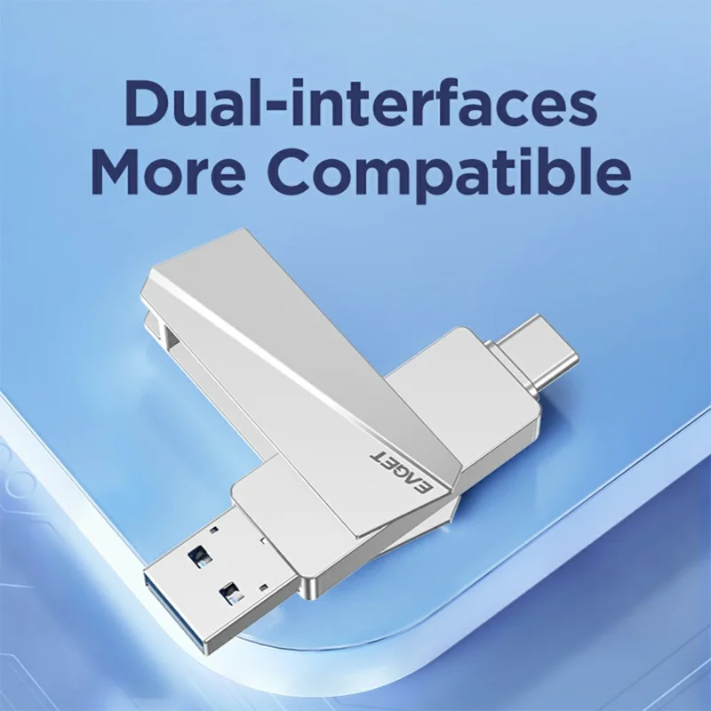 EAGET SU60 1TB USB3.2 + Type-C Dual Interface Zinc Alloy 360 Degree Rotation USB Flash Drive