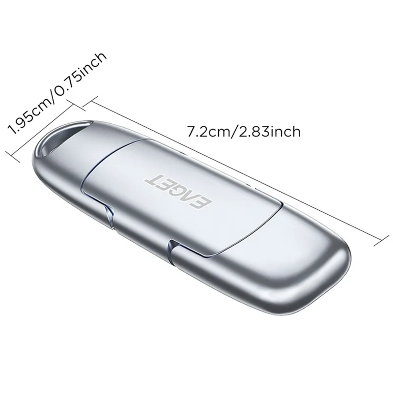 EAGET SU100 1TB USB3.2 Gen2 Type-A + Type-C Dual-Interface-USB-Stick aus Zinklegierung mit Solid-State-Technologie – Silber