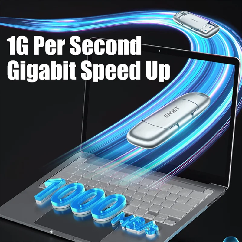 EAGET SU100 1TB USB3.2 Gen2 Type-A + Type-C Dual-Interface-USB-Stick aus Zinklegierung mit Solid-State-Technologie – Silber