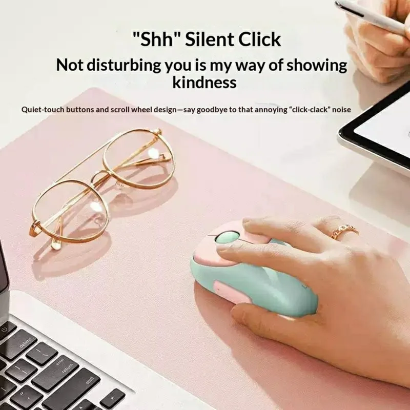 UGREEN MU102 Wireless Mouse 2.4G Bluetooth-compatible 4 DPI Levels Type-C Rechargeable Silent Click - Pink