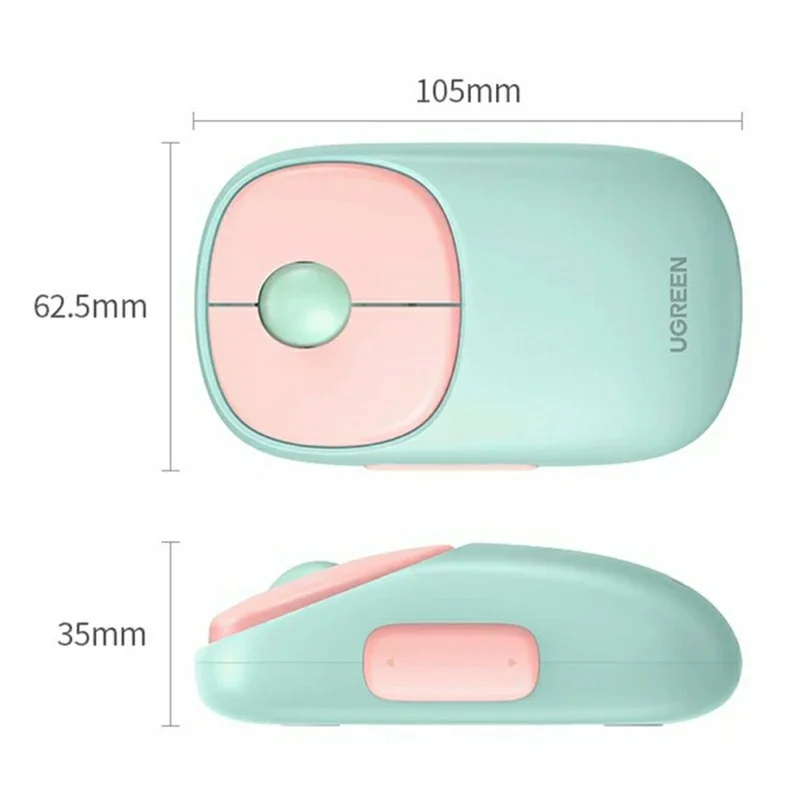 UGREEN MU102 Wireless Mouse 2.4G Bluetooth-compatible 4 DPI Levels Type-C Rechargeable Silent Click - Blue