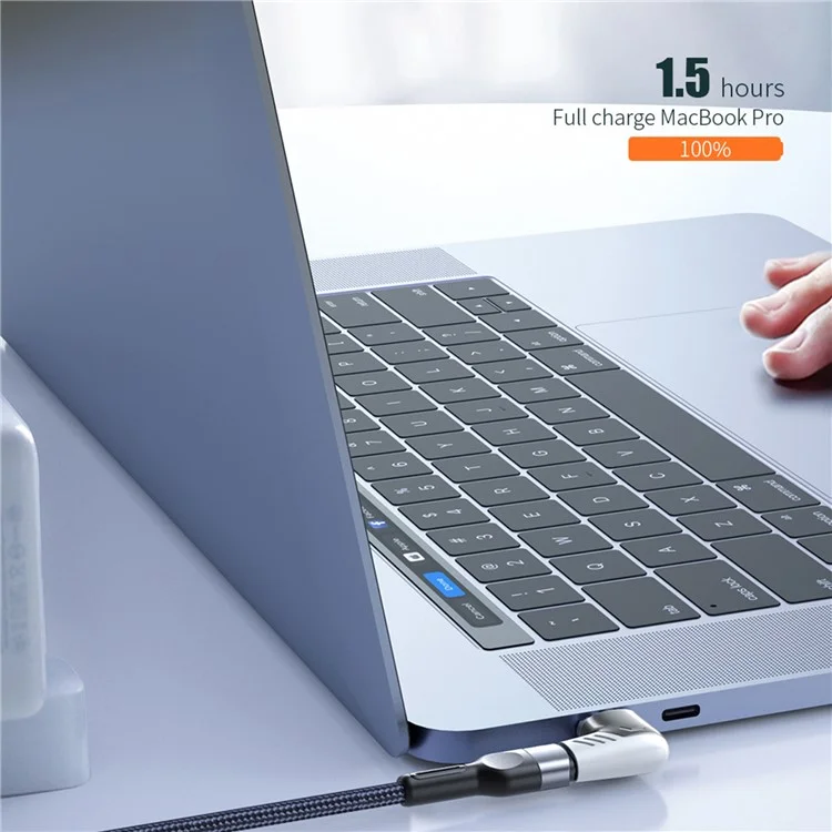 5A 100W PD Side Magnetic Suction Adapter Type-C Elbow Fast Charging Converter Plug for MacBook - Black