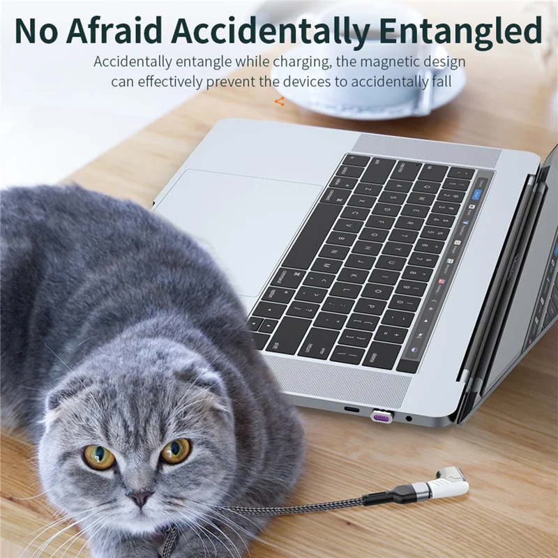 5A 100W PD Side Magnetic Suction Adapter Type-C Elbow Fast Charging Converter Plug for MacBook - Silver