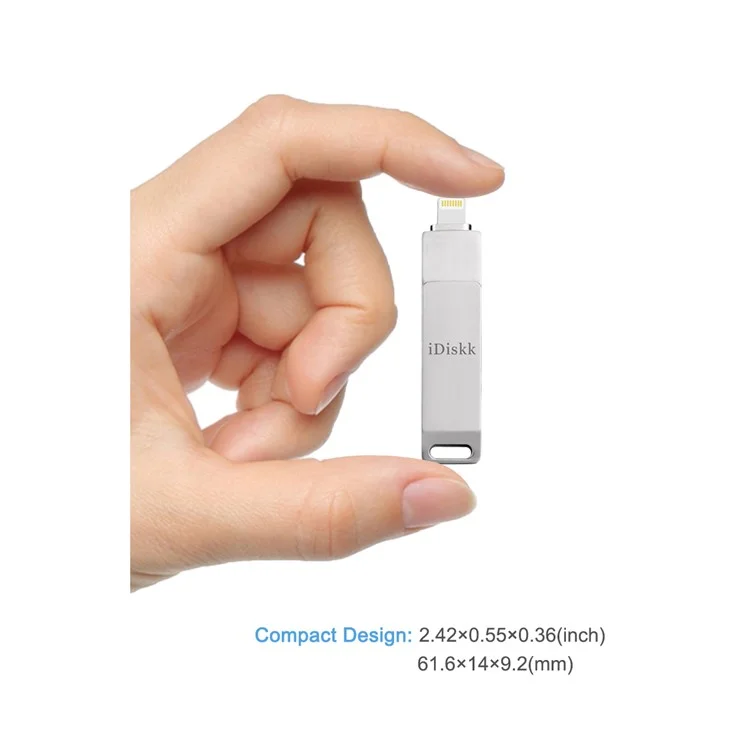 IDISKK MFI Certificated 64G 2-in-1 Lightning + USB 3.0 High Speed Metal Rotating U-Disk Flash Driver for iPhone iPad MacBook