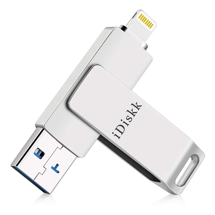 Idiskk 256g Rotation U Disk USB 3.0 + MFI Certificat Metal Metal External Flash Pilote Pour Iphone Ipad MacBook