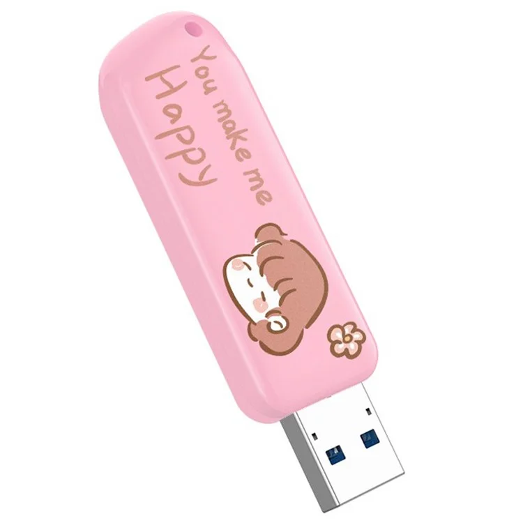 EAGET F66 Cartoon Painted 64G U Disk USB3.0 Flash Drive High-Speed 120MB/S Data Transfer Memory Stick - Pink