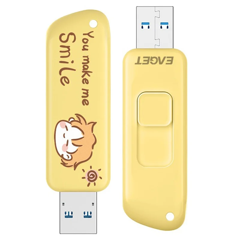 EAGET F66 Cartoon Painted 64G U Disk USB3.0 Flash Drive High-Speed 120MB/S Data Transfer Memory Stick - Yellow