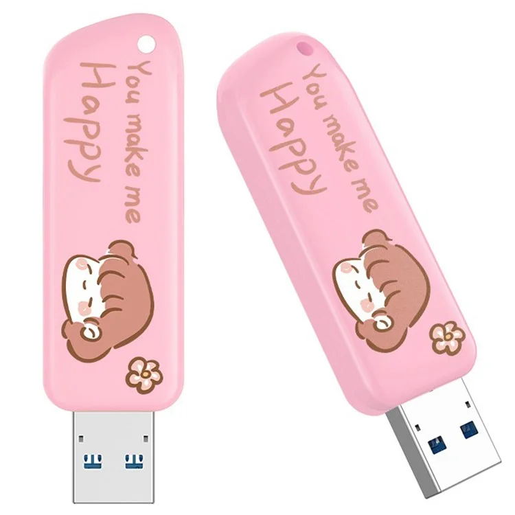 Eigge F66 128G U Disk Une Spérieur à Haut-spee 120 mo / s Transfert de Données USB3.0 Carton Flash Drive Stick Memory - Rose