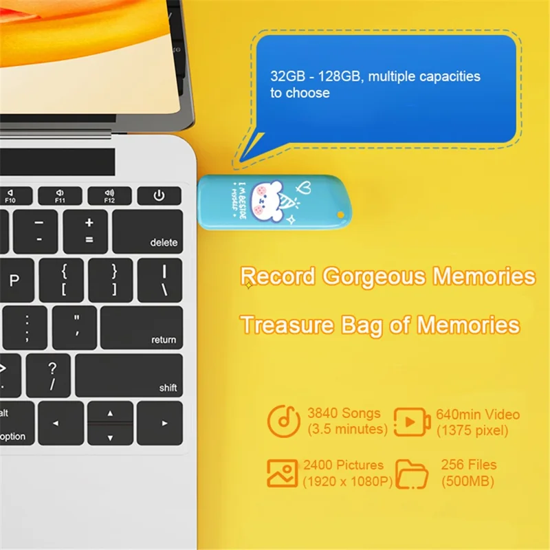 EAGET F66 128G U Disk High-Speed 120MB/S Data Transfer USB3.0 Flash Drive Cartoon Painted Memory Stick - Blue