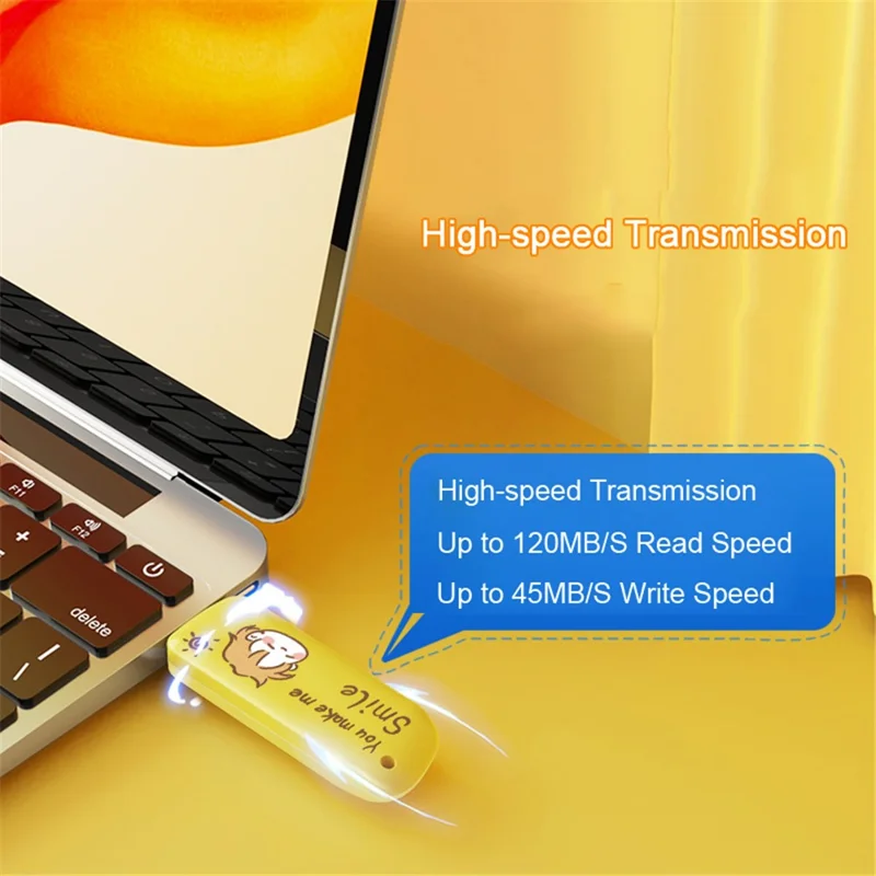 EAGET F66 128G U Disk High-Speed 120MB/S Data Transfer USB3.0 Flash Drive Cartoon Painted Memory Stick - Blue