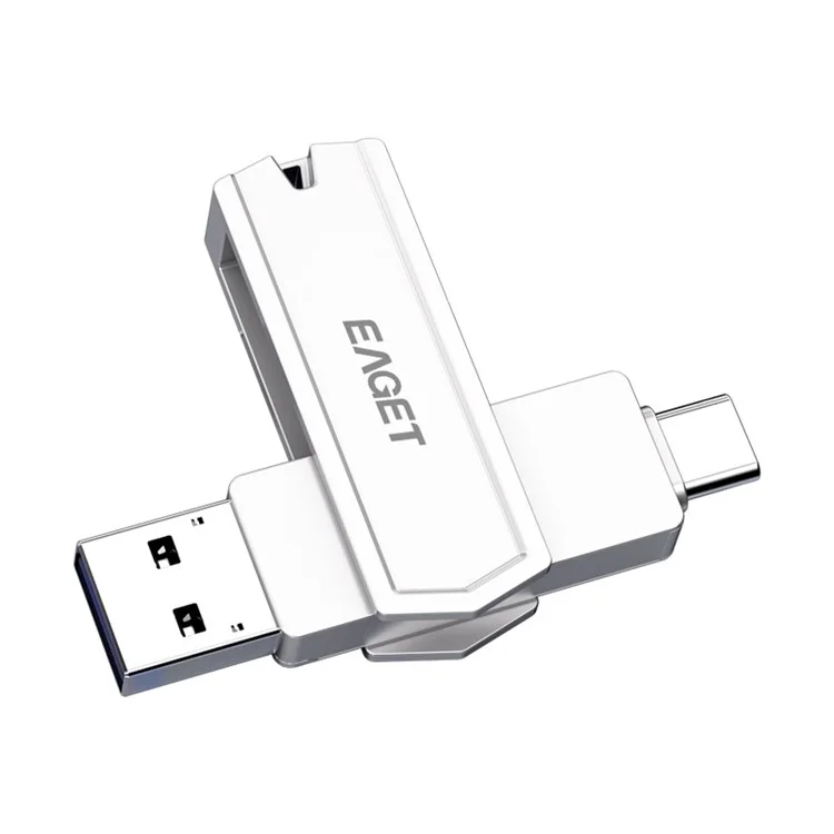 EAGET CF22 128GB Zinc Alloy Memory Stick for Type-C Phone Tablet Laptop Type C+USB 3.0 Flash Drive