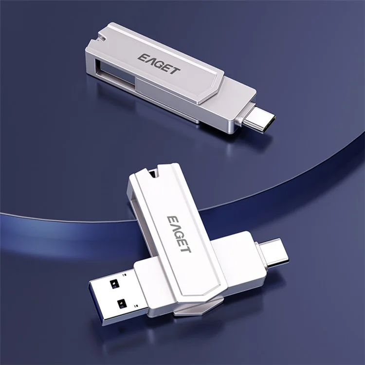 EAGET CF22 128GB Zinc Alloy Memory Stick for Type-C Phone Tablet Laptop Type C+USB 3.0 Flash Drive