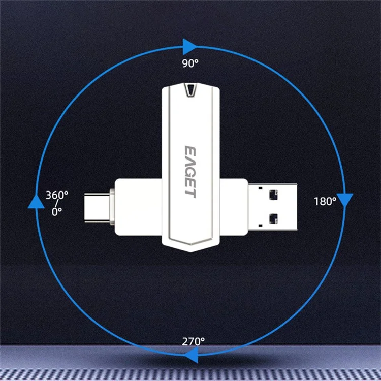 EAGET CF22 128GB Zinc Alloy Memory Stick for Type-C Phone Tablet Laptop Type C+USB 3.0 Flash Drive