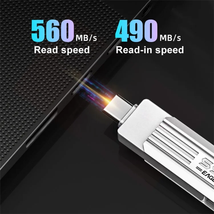 EAGET SU22 128GB 2-in-1 USB3.2 Gen2 + Type-C Dipnsp Spashing Pen Drive Mini Memory Stick U Disk