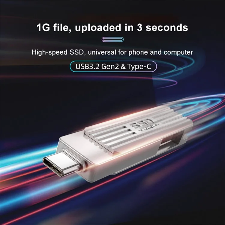 EAGET SU22 512GB 2-in-1 USB3.2 Gen2 + Type-C Mini Memory Stick 360 Degree Rotating U Disk High Speed Flash Drive