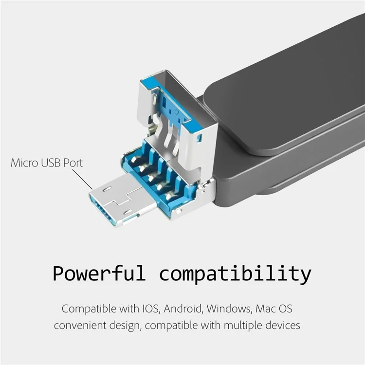 RICHWELL R-PK004 256 GB Externer Speicher OTG U Disk Memory Stick 3 in 1 Lightning/Micro USB/USB 3.0 Flash Drive - Silber