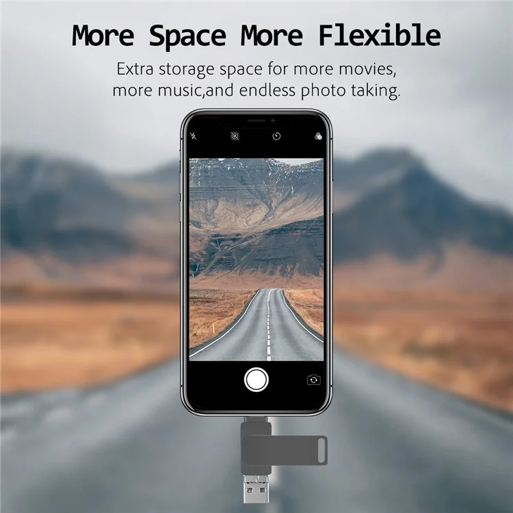 RICHWELL R-PK004 128GB Plug and Play Speicherstick 3 in 1 Lightning/Micro USB/USB 3.0 Flash Drive OTG U Disk - Silber