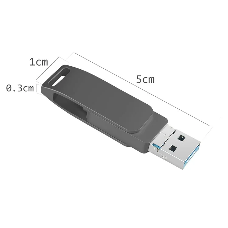 RICHWELL R-PK004 64GB Speicherstick 3 in 1 Lightning/Micro USB/USB 3.0 High Speed Flash Drive OTG U Disk - Silber