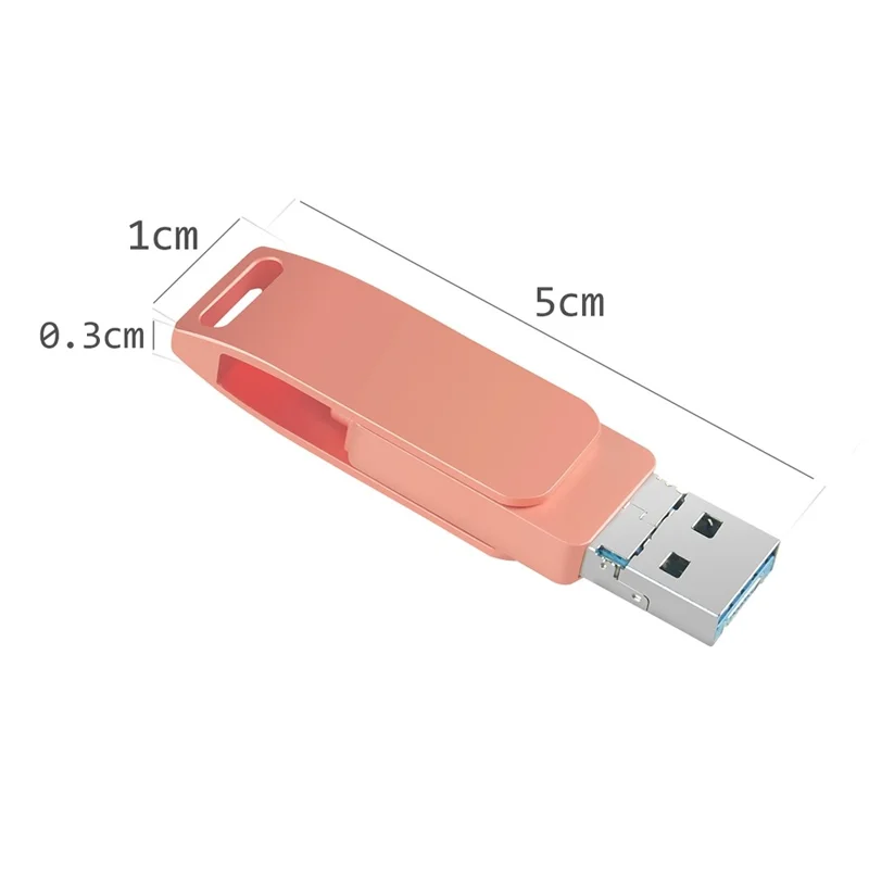 RICHWELL R-PK004 16GB OTG U Disk Memory Stick Lightning/Micro USB/USB 3.0 3 in 1 Rotary Flash Drive - Pink