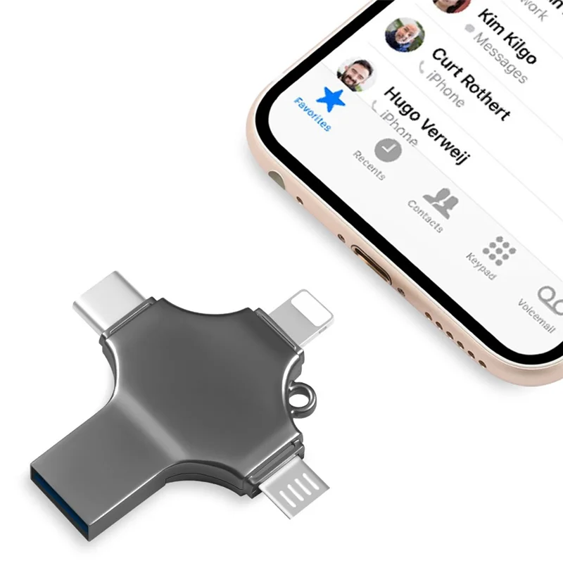 RICHWELL R-SZPM 512G Large Capacity USB 3.0 Flash Drive Type C/Lightning/Micro USB Adapter - Black