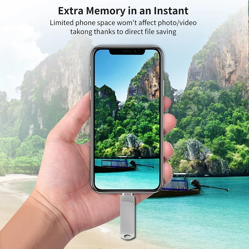 RICHWELL 512GB 3 in 1 USB 3.0 Flash Drive Large Capacity Memory Stick for iPhone Android - Silver