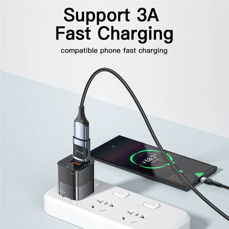 ESSAGER Micro USB Female to Type-C Male USB2.0 Data Transfer Charging OTG Adapter - Blue