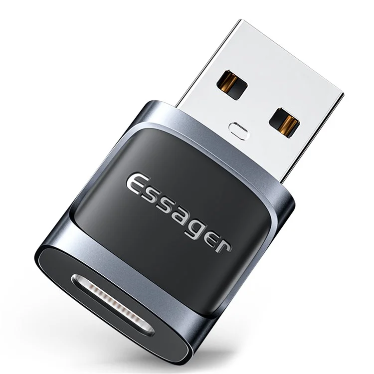 ESSAGER Type-C Female to USB Male 5Gbps USB3.0 Data Transfer Charging Connector OTG Adapter - Blue