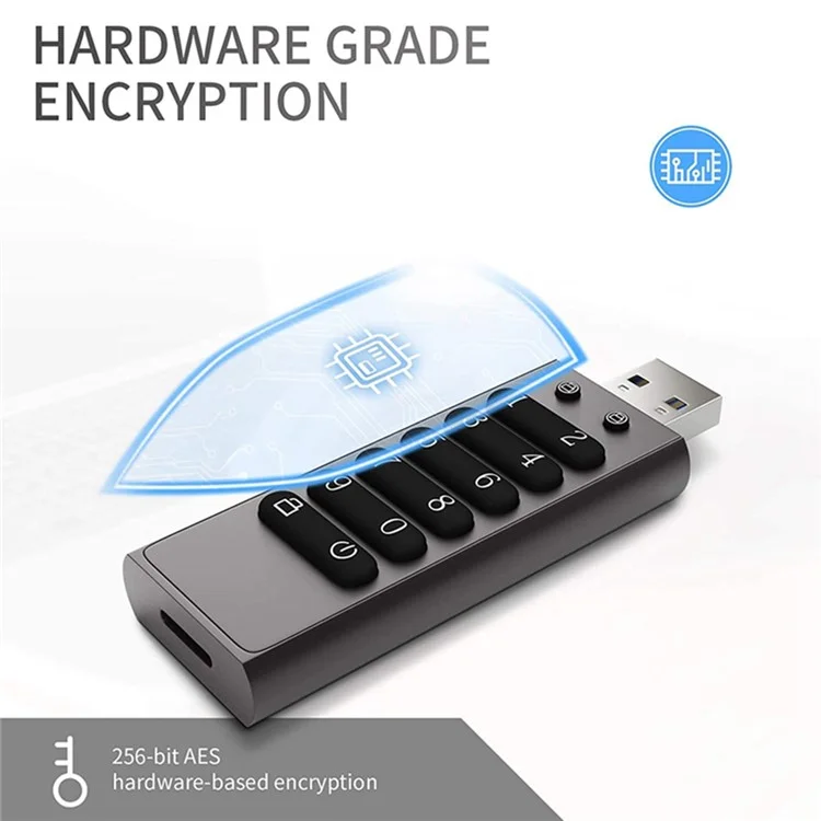 64G Unidade de Memória USB Criptografada com Senha de Hardware Stick USB 3.0 U Disk para Proteção de Privacidade (Certificado CE)