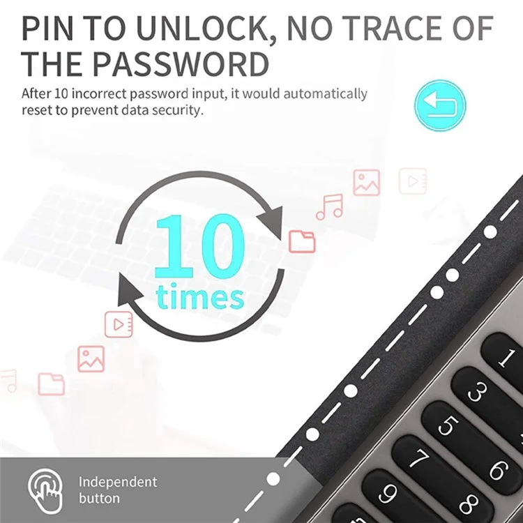 64G Unidade de Memória USB Criptografada com Senha de Hardware Stick USB 3.0 U Disk para Proteção de Privacidade (Certificado CE)