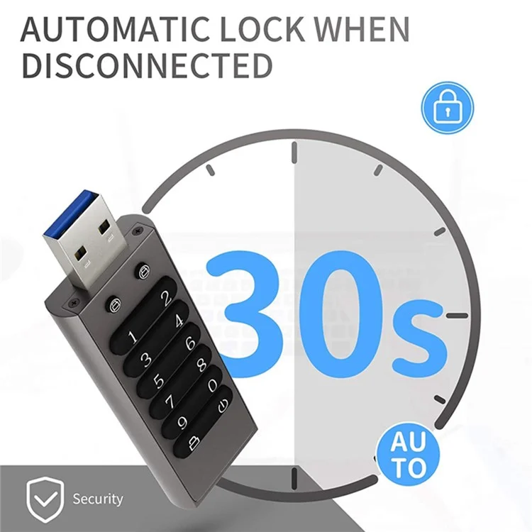 64G Unidade de Memória USB Criptografada com Senha de Hardware Stick USB 3.0 U Disk para Proteção de Privacidade (Certificado CE)