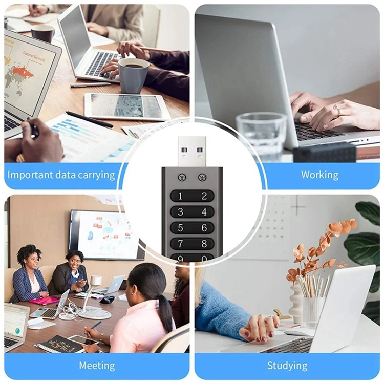64G Unidade de Memória USB Criptografada com Senha de Hardware Stick USB 3.0 U Disk para Proteção de Privacidade (Certificado CE)