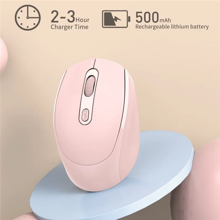 256 Bluetooth-compatible 2.4G USB Wireless Mouse Computer Laptop PC Rechargeable Home Game Ergonomic Noiseless Mouse - Pink