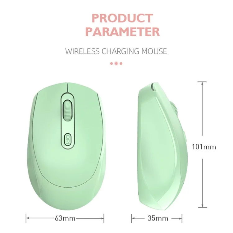 256 Bluetooth 2.4G USB Wireless Mouse Computer Laptop PC Ricaricabile in Casa Ricaricabile Mouse Noisless Ergonomico - Rosa