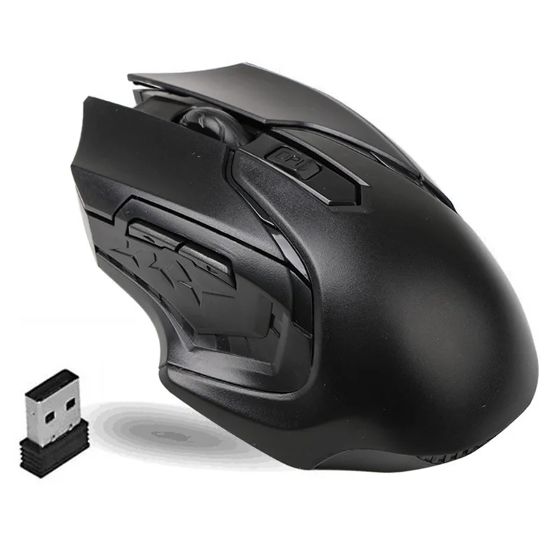 Q46 Wireless Gaming Mouse 1000DPI / 1200DPI / 1600DPI 3-Speed Adjustable Portable Mice Laptops Cordless Mouse for Home, Office - Black
