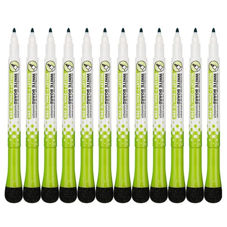 GXIN G-208 12 Stück / Set Trocken Löschen Marker Whiteboard Marker Ultrafeine Spitze Marker für Schule Büro Zuhause - Grün