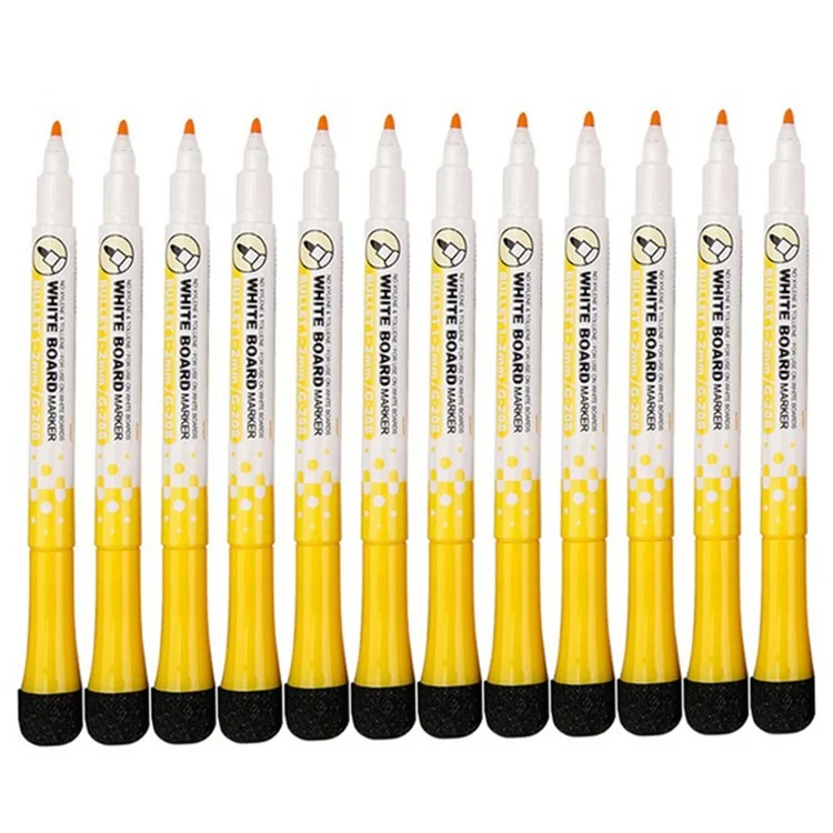 GXIN G-208 12Pcs / Set Dry Erase Markers Whiteboard Markers Ultra Fine Tip Markers for School Office Home - Yellow