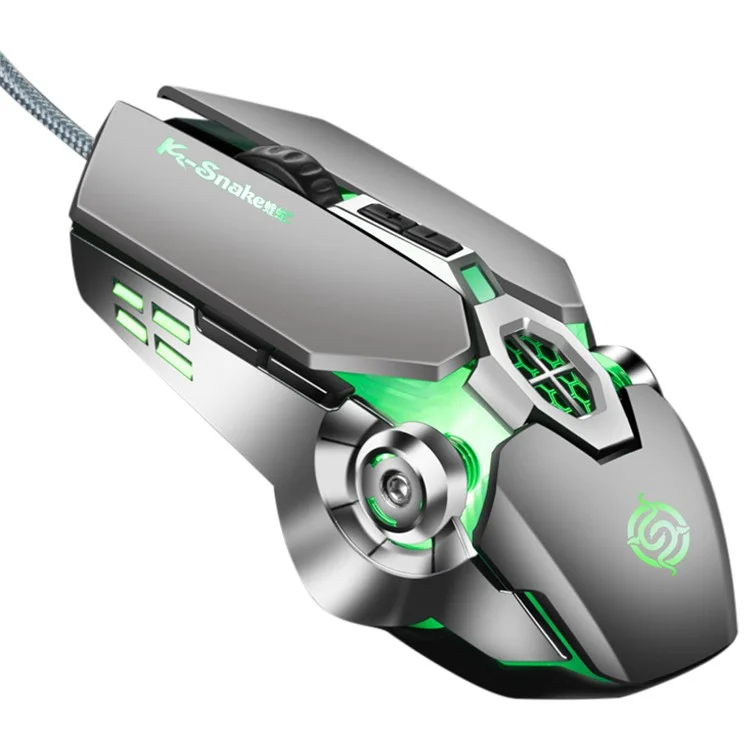Игровая мышь Q7 RGB с проводным USB, 4000 DPI, механическая, эргономичная, для ПК и ноутбука - серебристо-серая
