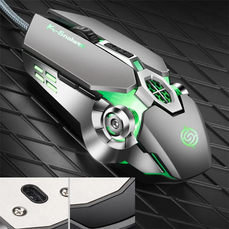 Игровая мышь Q7 RGB с проводным USB, 4000 DPI, механическая, эргономичная, для ПК и ноутбука - серебристо-серая