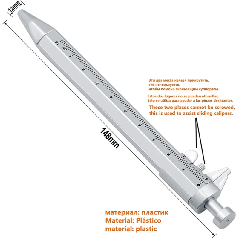 Multi-function Caliper Ball Point Pen 0.5mm Gel Ink Pen Vernier Caliper Roller Ball Pen Creative Stationery, Black Refill